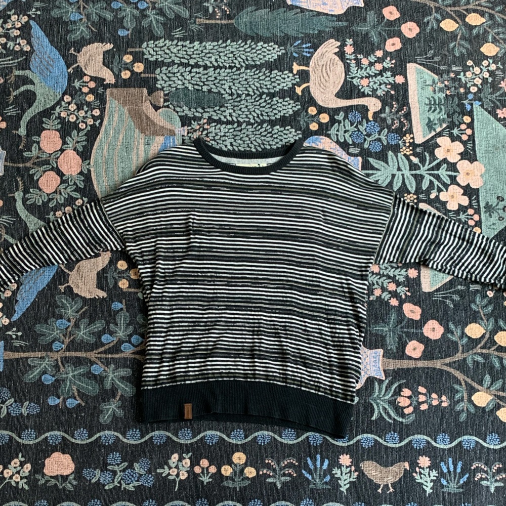Naketano 2018 Striped Black and White Cropped 3/4-sleeve Sweater